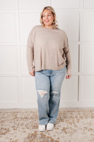 Simply Basic Ribbed Hacci Sweater in H Mocha Tops Ave Shops- Tilden Co.