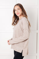 Simply Basic Ribbed Hacci Sweater in H Mocha Tops Ave Shops- Tilden Co.