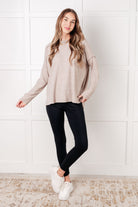 Simply Basic Ribbed Hacci Sweater in H Mocha Tops Ave Shops- Tilden Co.