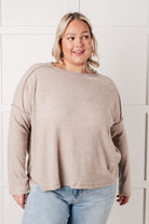 Simply Basic Ribbed Hacci Sweater in H Mocha Tops Ave Shops- Tilden Co.