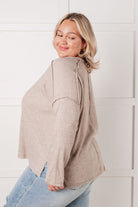 Simply Basic Ribbed Hacci Sweater in H Mocha Tops Ave Shops- Tilden Co.