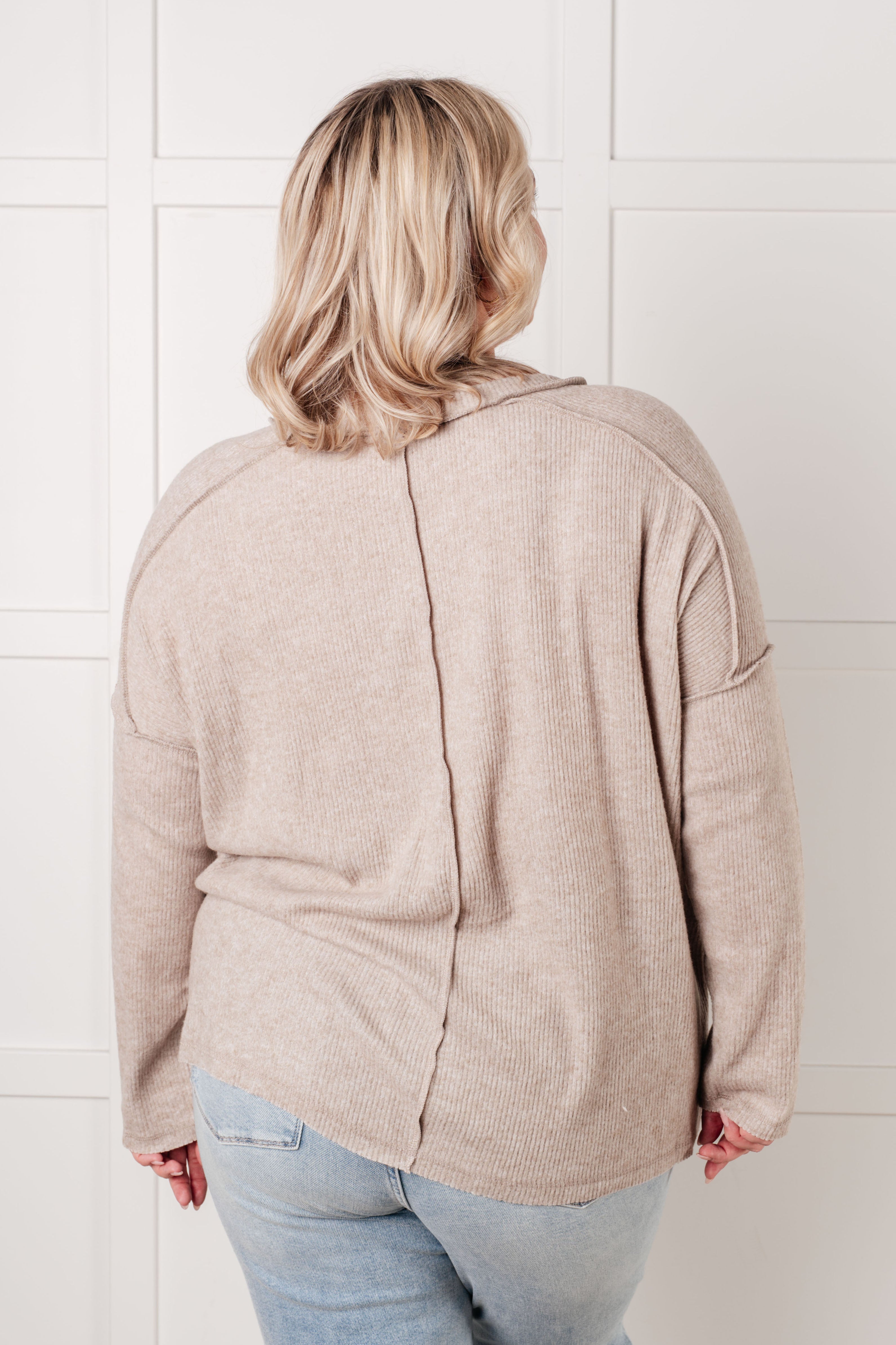 Simply Basic Ribbed Hacci Sweater in H Mocha Tops Ave Shops- Tilden Co.