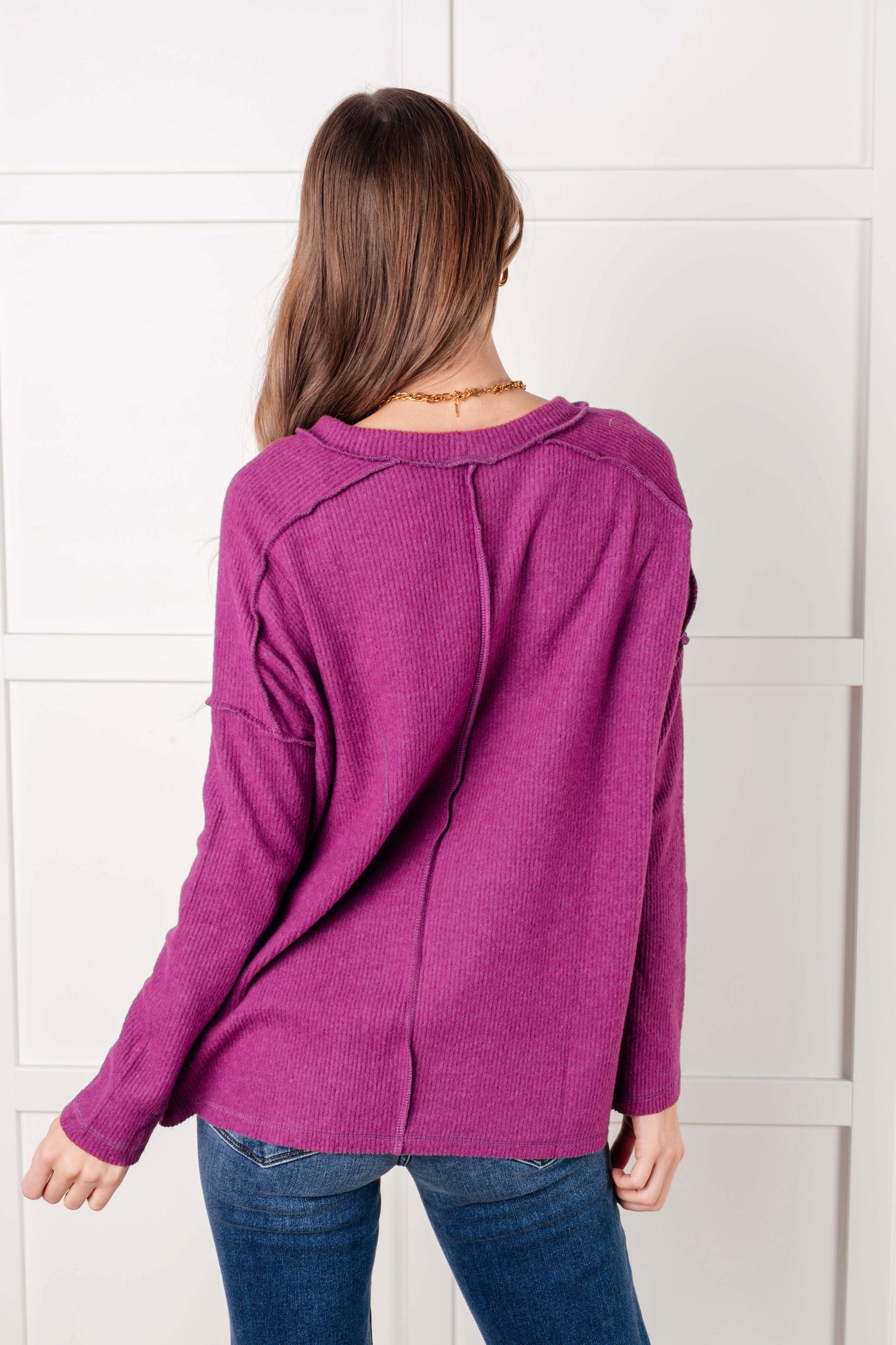 Simply Basic Ribbed Hacci Sweater in Light Plum Tops Ave Shops- Tilden Co.