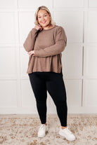 Simply Basic Ribbed Hacci Sweater in Mocha Tops Ave Shops- Tilden Co.