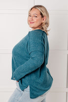 Simply Basic Ribbed Hacci Sweater in Teal Tops Ave Shops- Tilden Co.