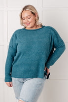 Simply Basic Ribbed Hacci Sweater in Teal Tops Ave Shops- Tilden Co.