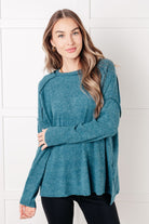 Simply Basic Ribbed Hacci Sweater in Teal Tops Ave Shops- Tilden Co.