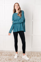 Simply Basic Ribbed Hacci Sweater in Teal Tops Ave Shops- Tilden Co.