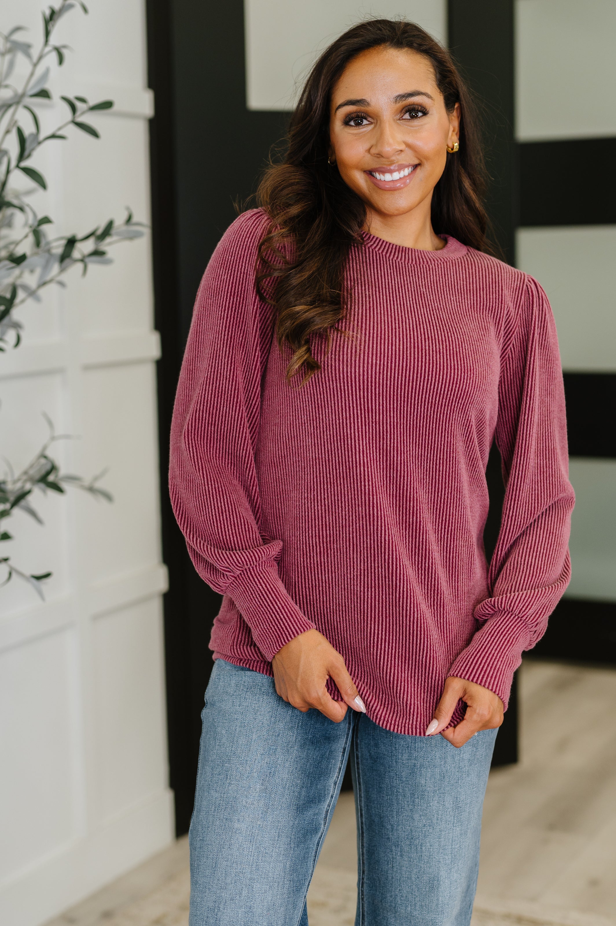 Simply Styled Balloon Sleeve Knit Top Womens Ave Shops- Tilden Co.