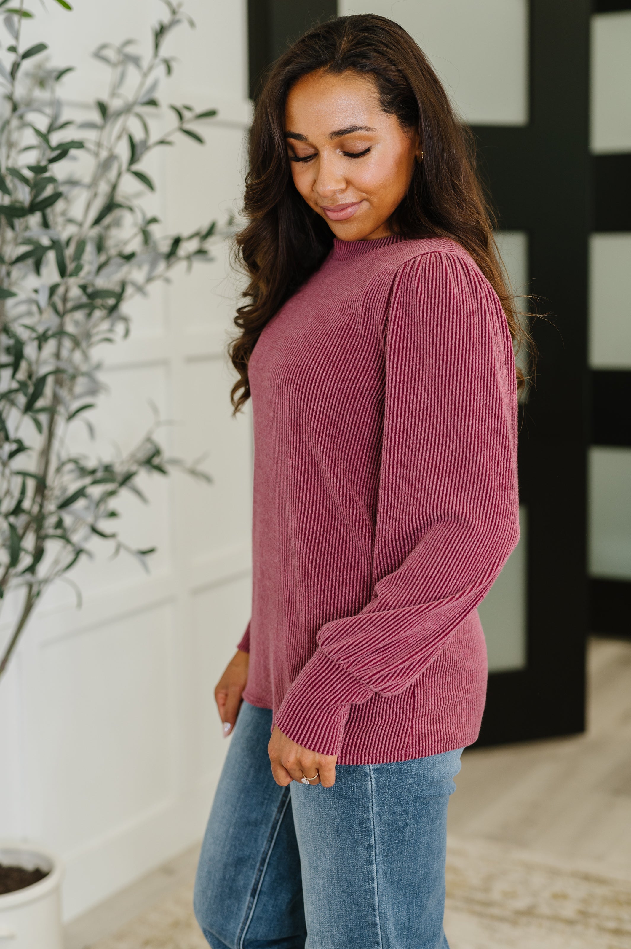 Simply Styled Balloon Sleeve Knit Top Womens Ave Shops- Tilden Co.