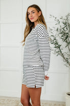 Situationally Sound Striped Long Sleeve Top and Shorts Set Womens Ave Shops- Tilden Co.