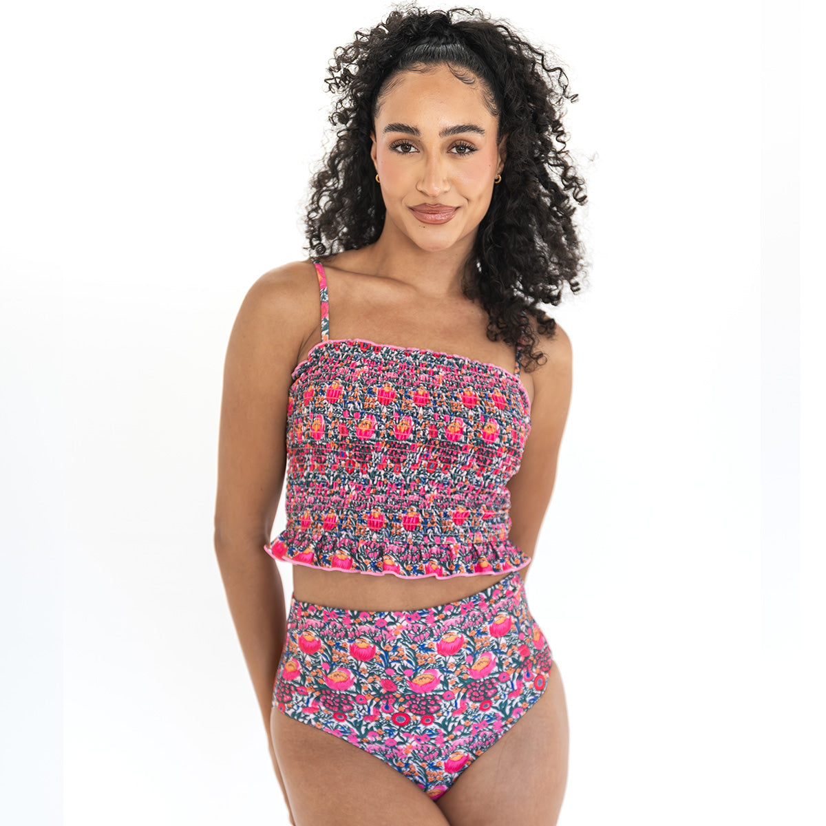 Smocked Mini Ruffle Tankini Top Swim Top Janela Bay- Tilden Co.