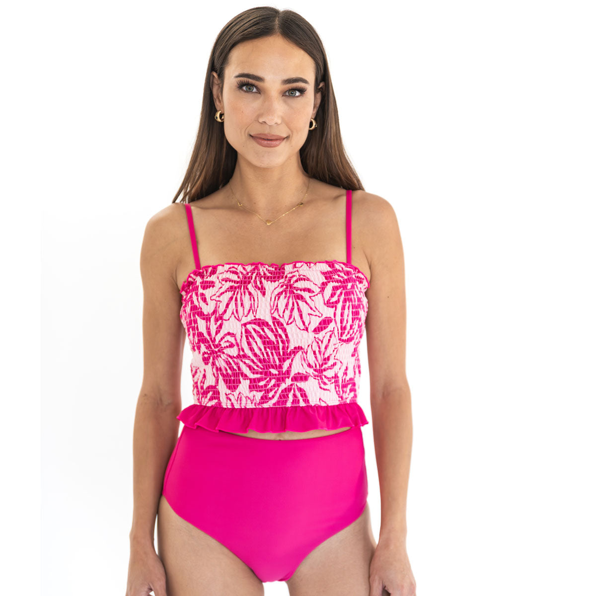 Smocked Mini Ruffle Tankini Top Swim Top Janela Bay- Tilden Co.