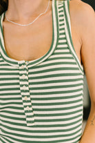 Snaccident Waiting to Happen Scooped Neck Tank in Green Womens Ave Shops- Tilden Co.