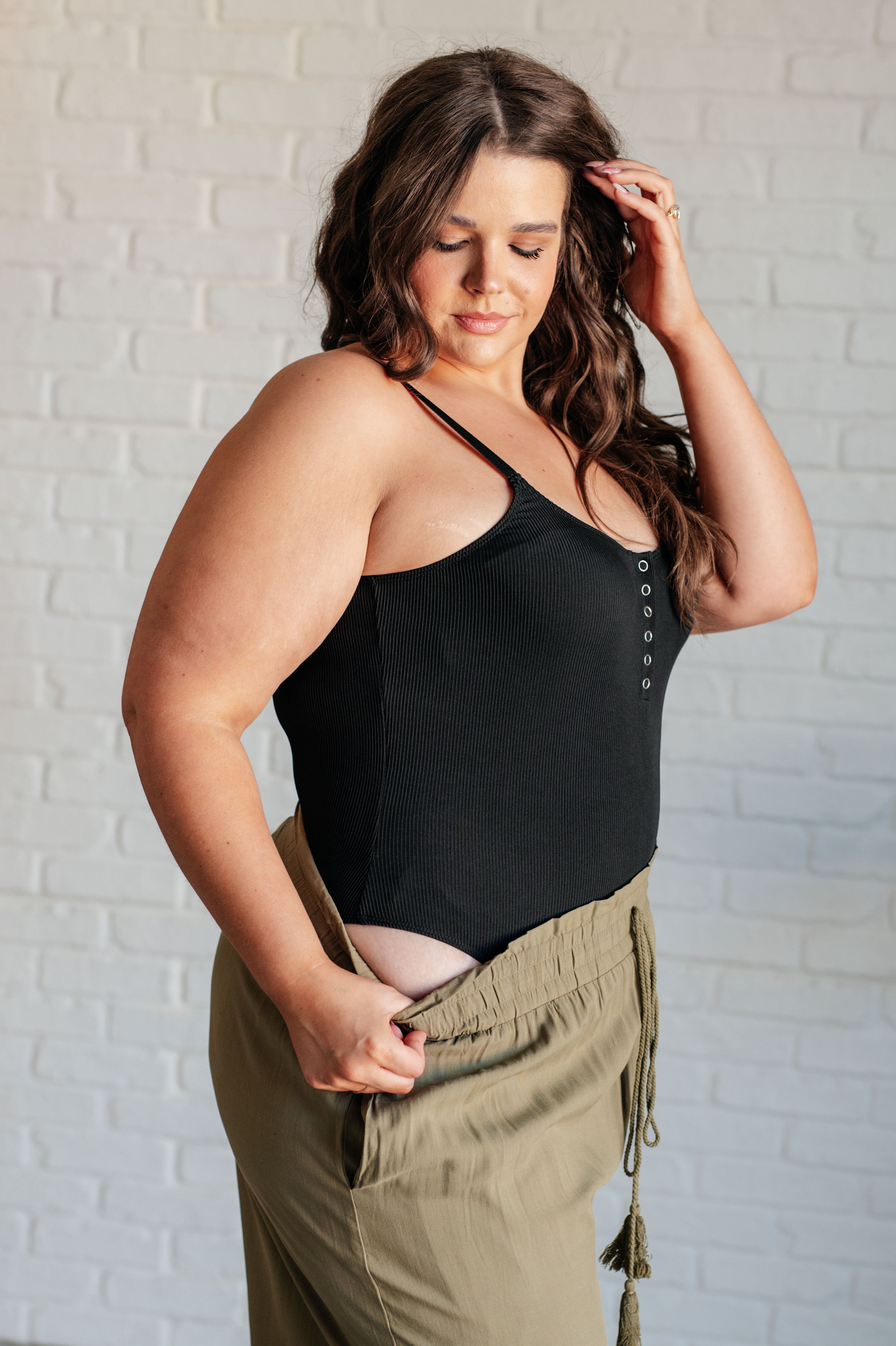 Snap it Up Spaghetti Strap Bodysuit Bodysuits Ave Shops- Tilden Co.