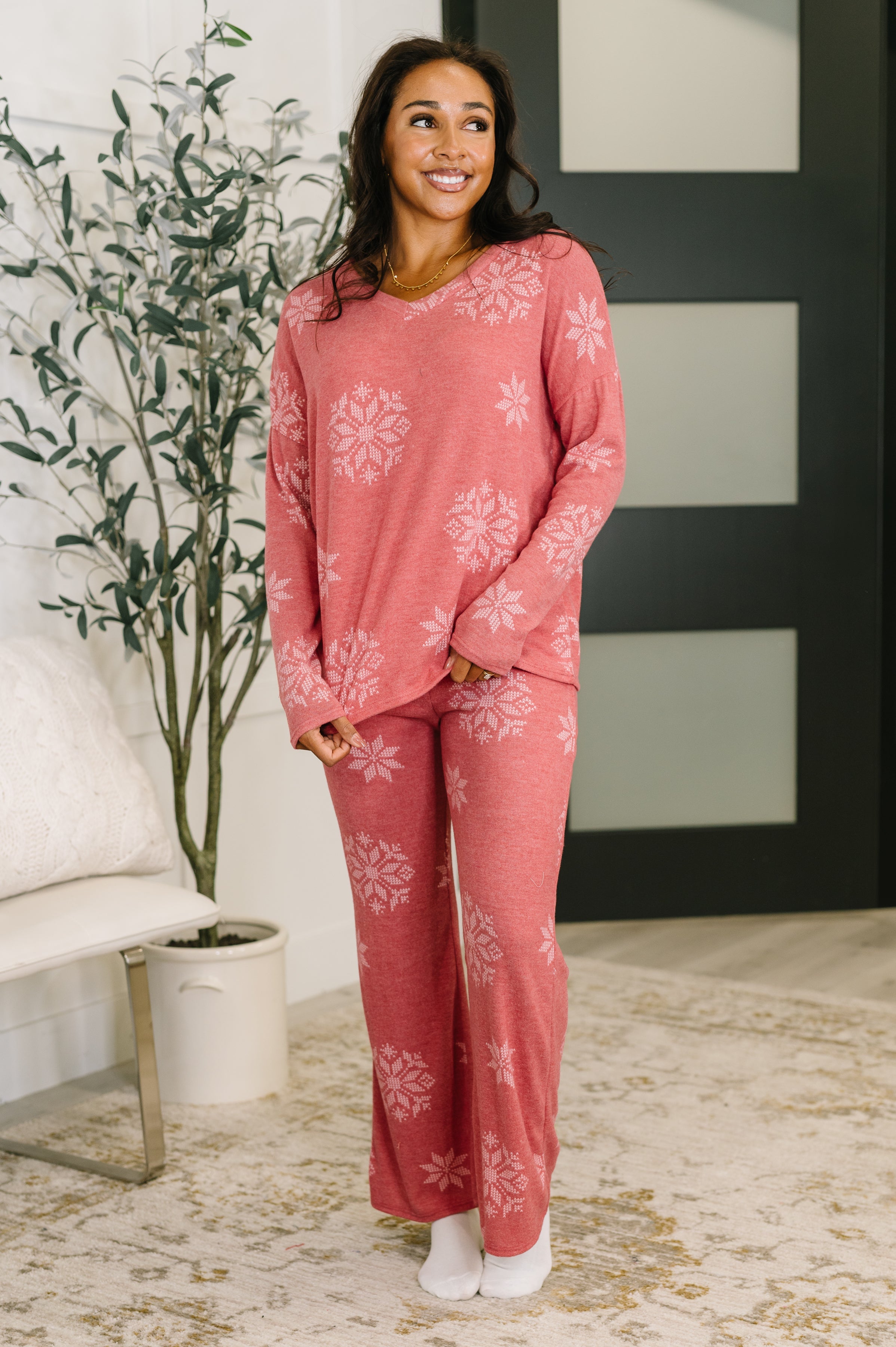 Snowflake Sniffles Pajama Set in Red Womens Ave Shops- Tilden Co.