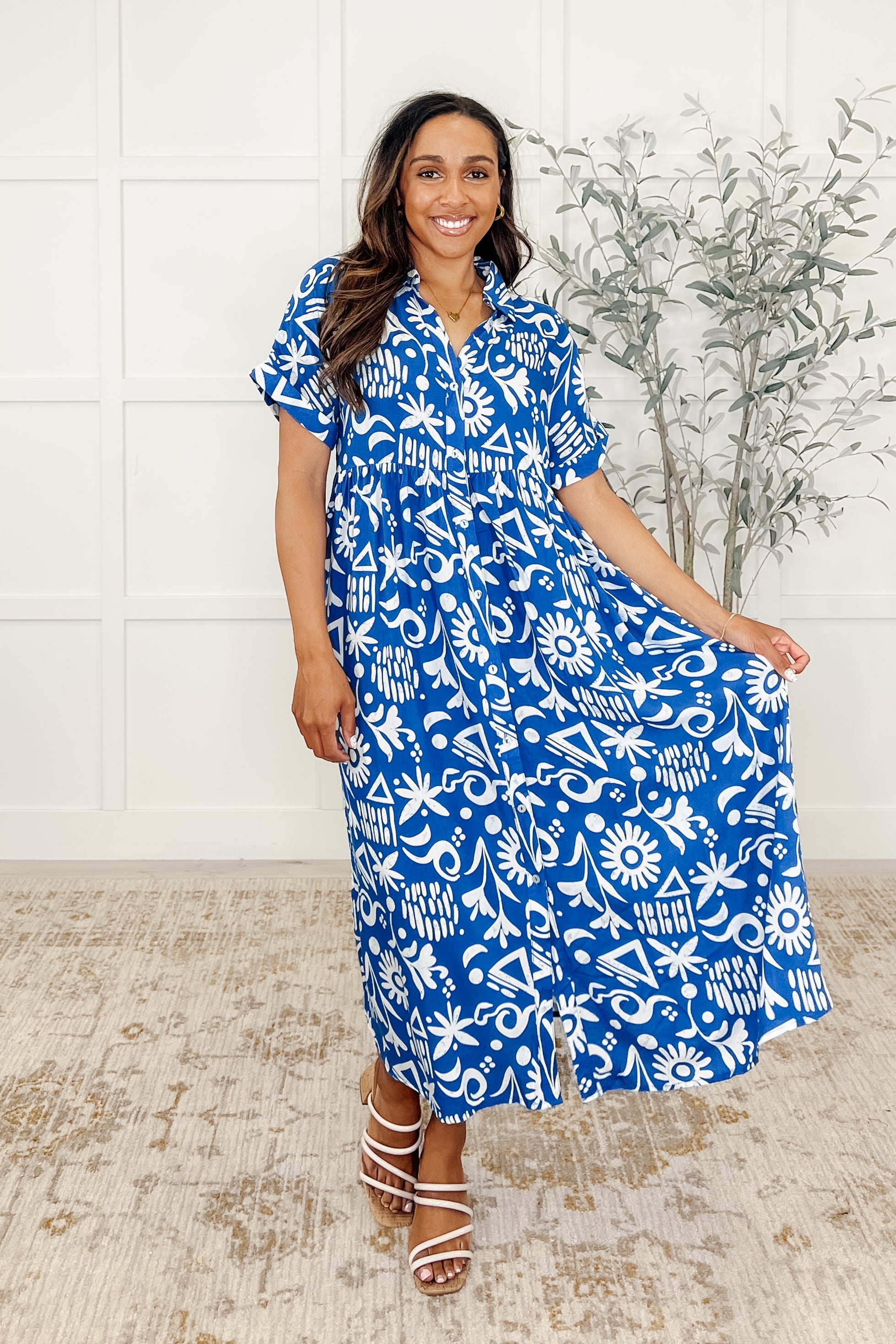 Soft Sonata V-Neck Dress in Blue Womens Ave Shops- Tilden Co.