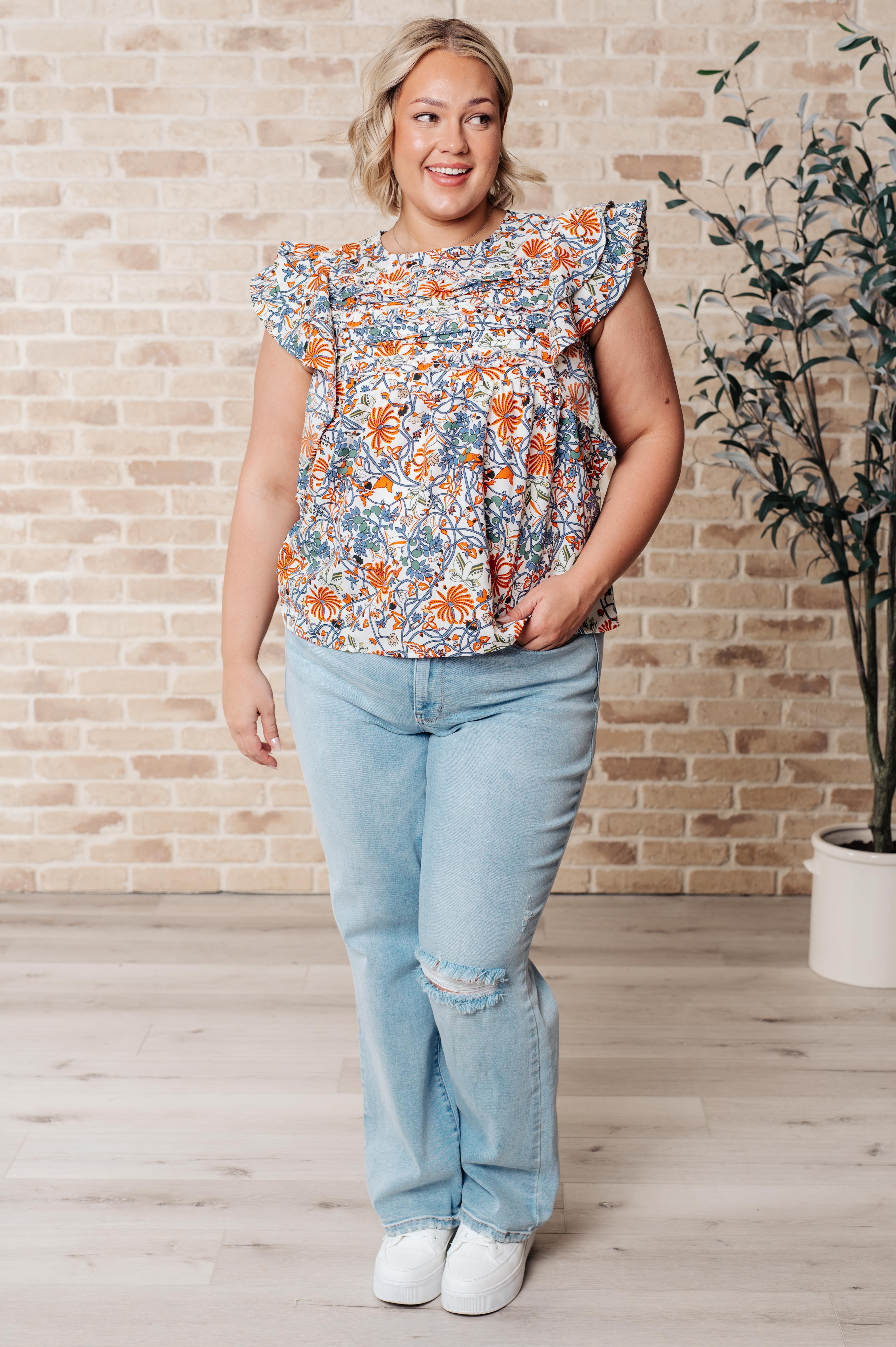 Something Peaceful Flutter Sleeve Blouse Tops Ave Shops- Tilden Co.