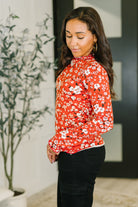 Somethings in the Air Lettuce Hem Longsleeve Top in Vermillion Womens Ave Shops- Tilden Co.