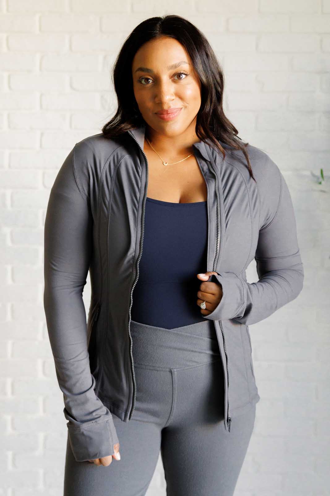 Staying Swift Activewear Jacket in Titanium    Athleisure Ave Shops- Tilden Co.