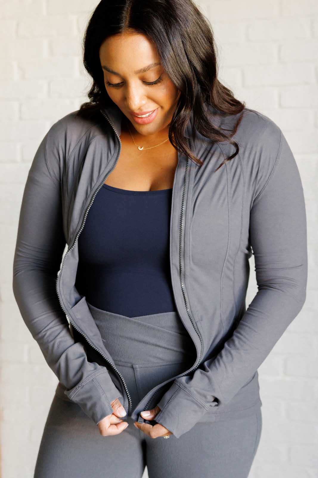 Staying Swift Activewear Jacket in Titanium    Athleisure Ave Shops- Tilden Co.