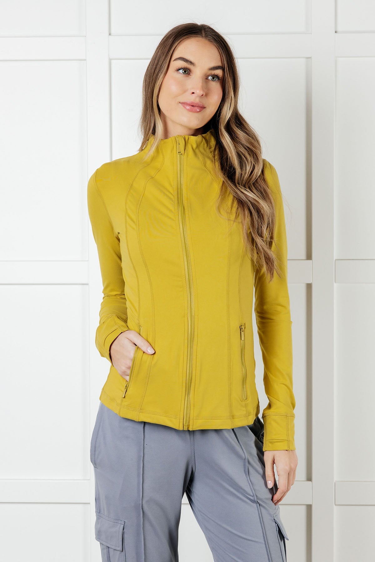 Staying Swift Activewear Jacket in Yellow Pear Layers Ave Shops- Tilden Co.