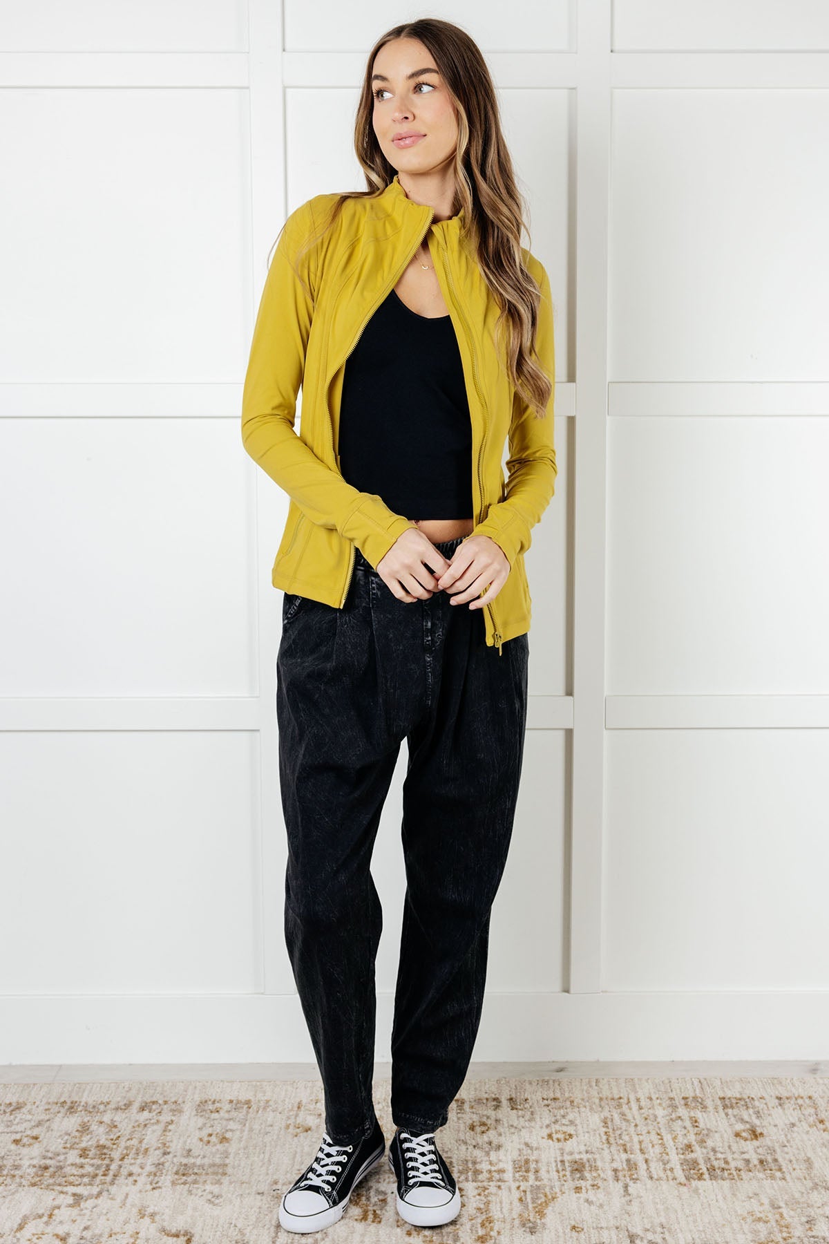 Staying Swift Activewear Jacket in Yellow Pear Layers Ave Shops- Tilden Co.