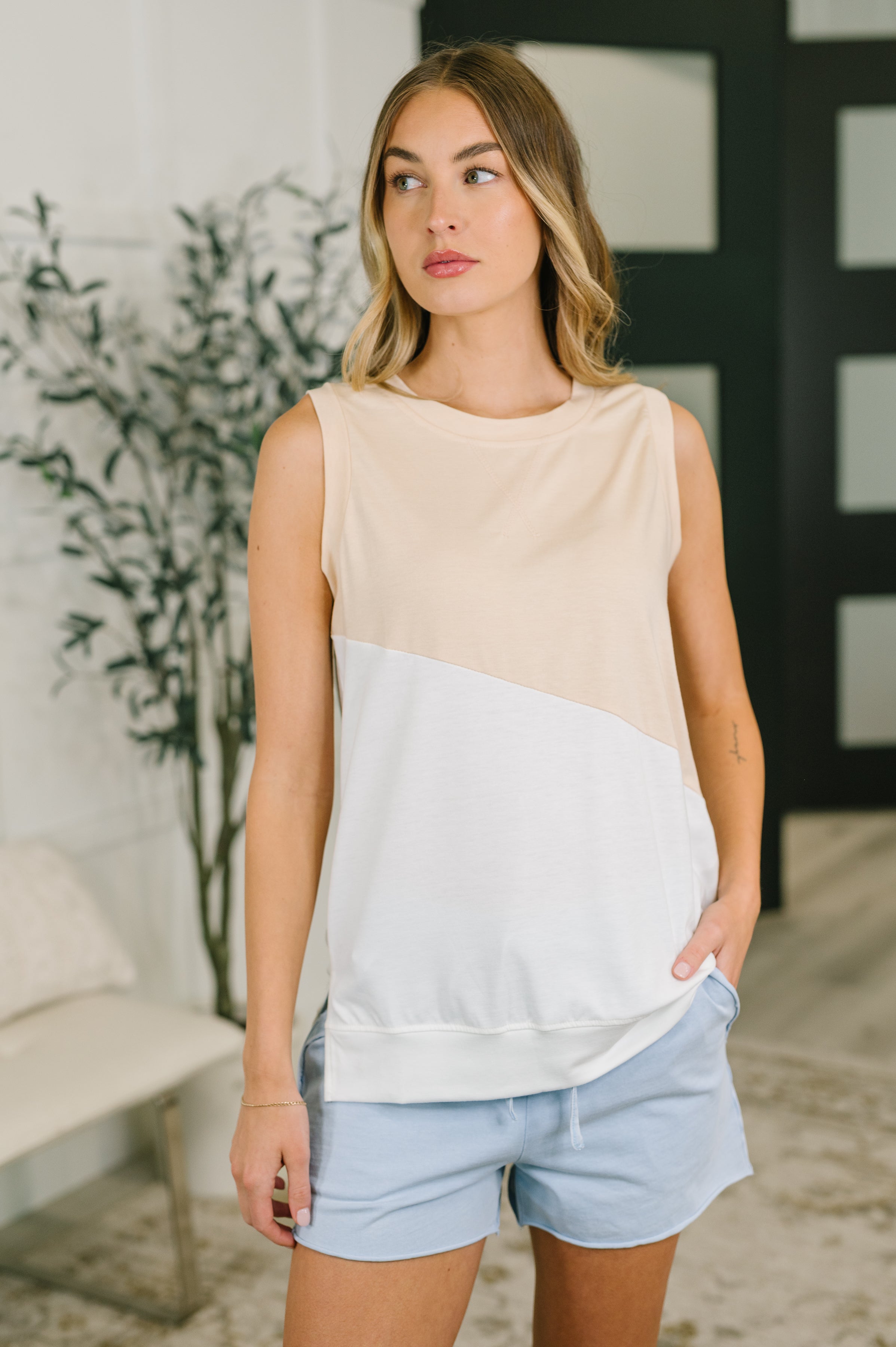 Steady Increase Color Block Sleeveless Top Tops Ave Shops- Tilden Co.