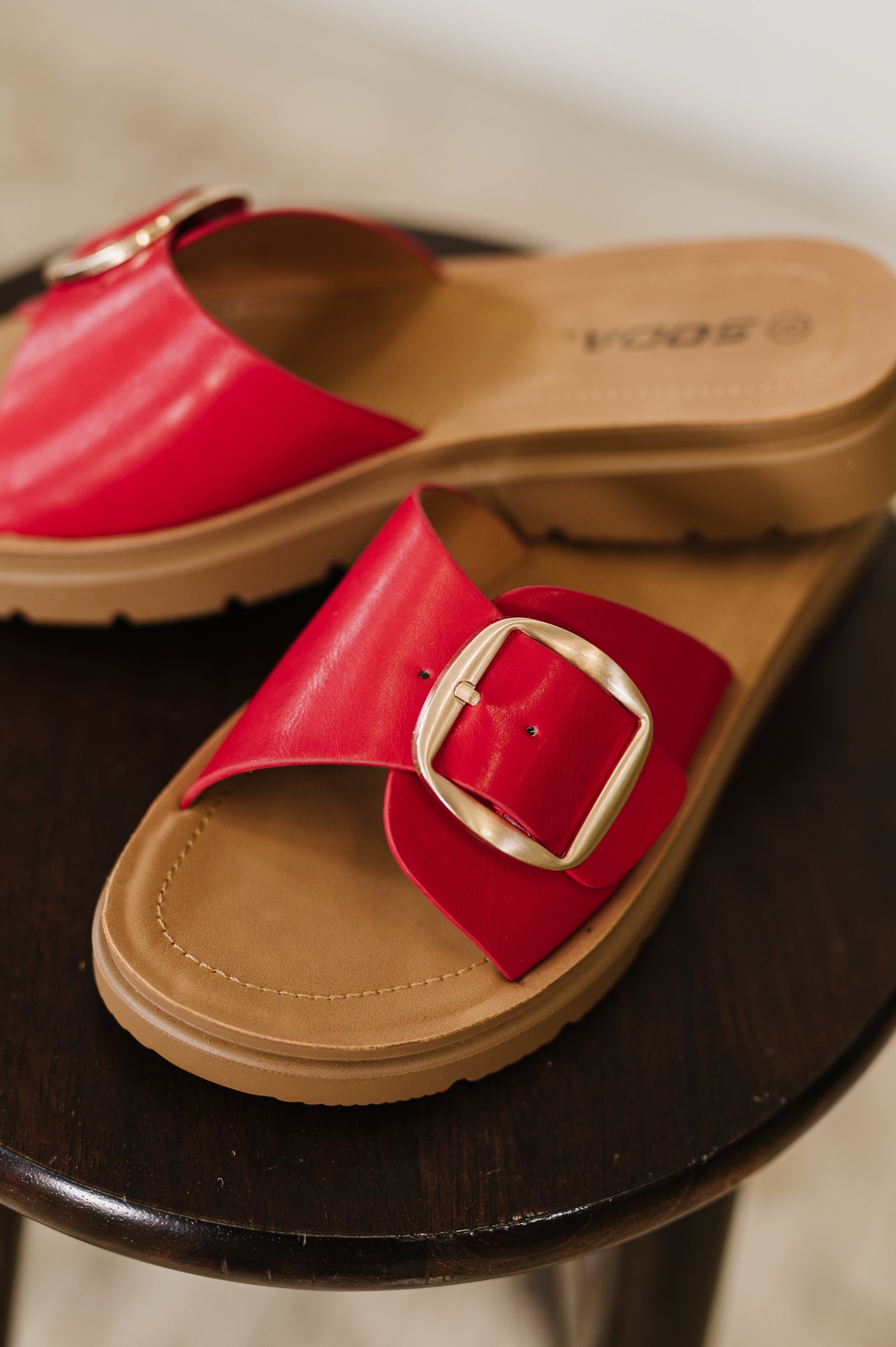 Strawberry Slip on Slide in Delight Red Womens Ave Shops- Tilden Co.