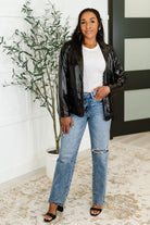 Streets of Dublin Faux Leather Blazer Womens Ave Shops- Tilden Co.