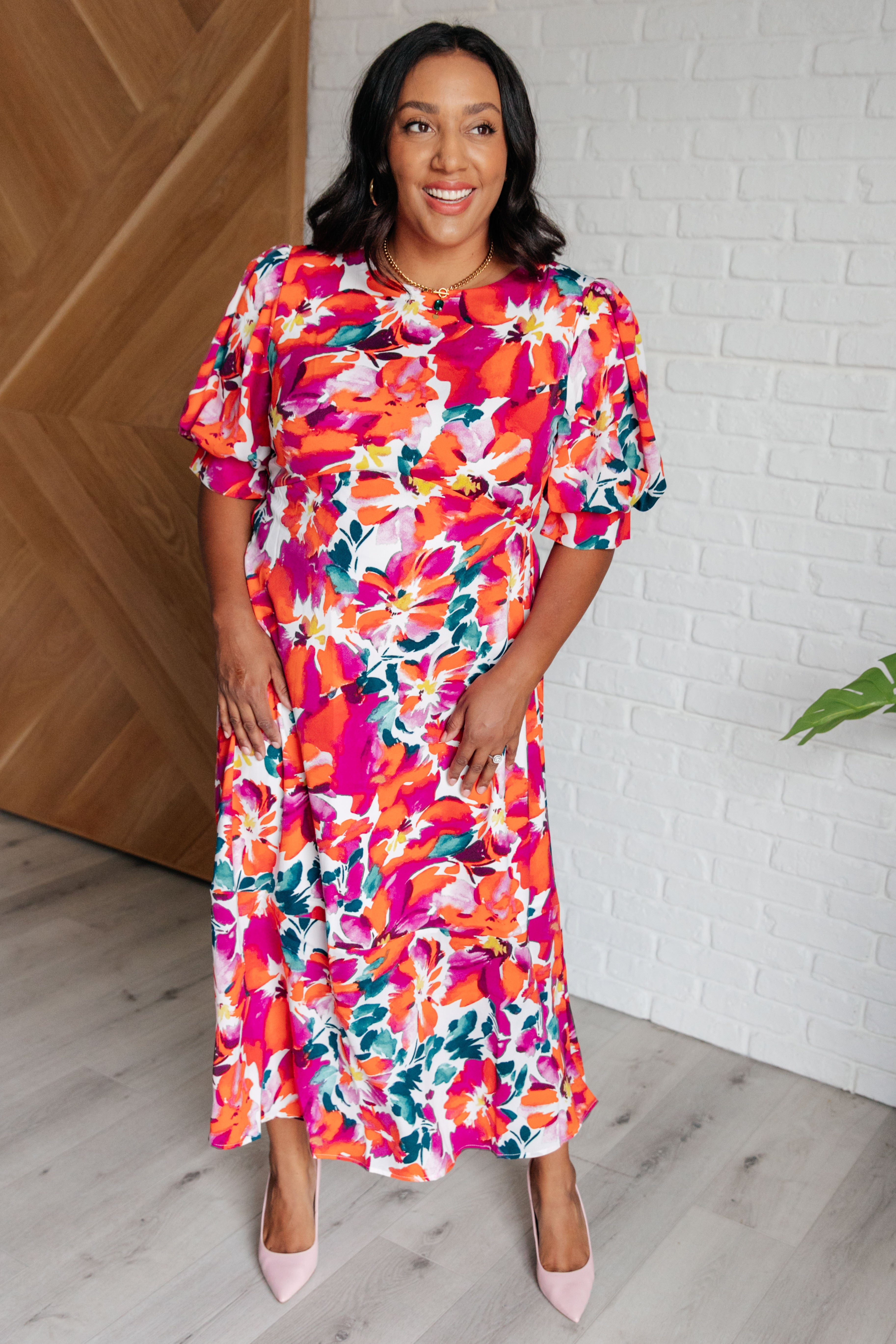Stroll in the Park Floral Dress Knee Length Dress Ave Shops- Tilden Co.