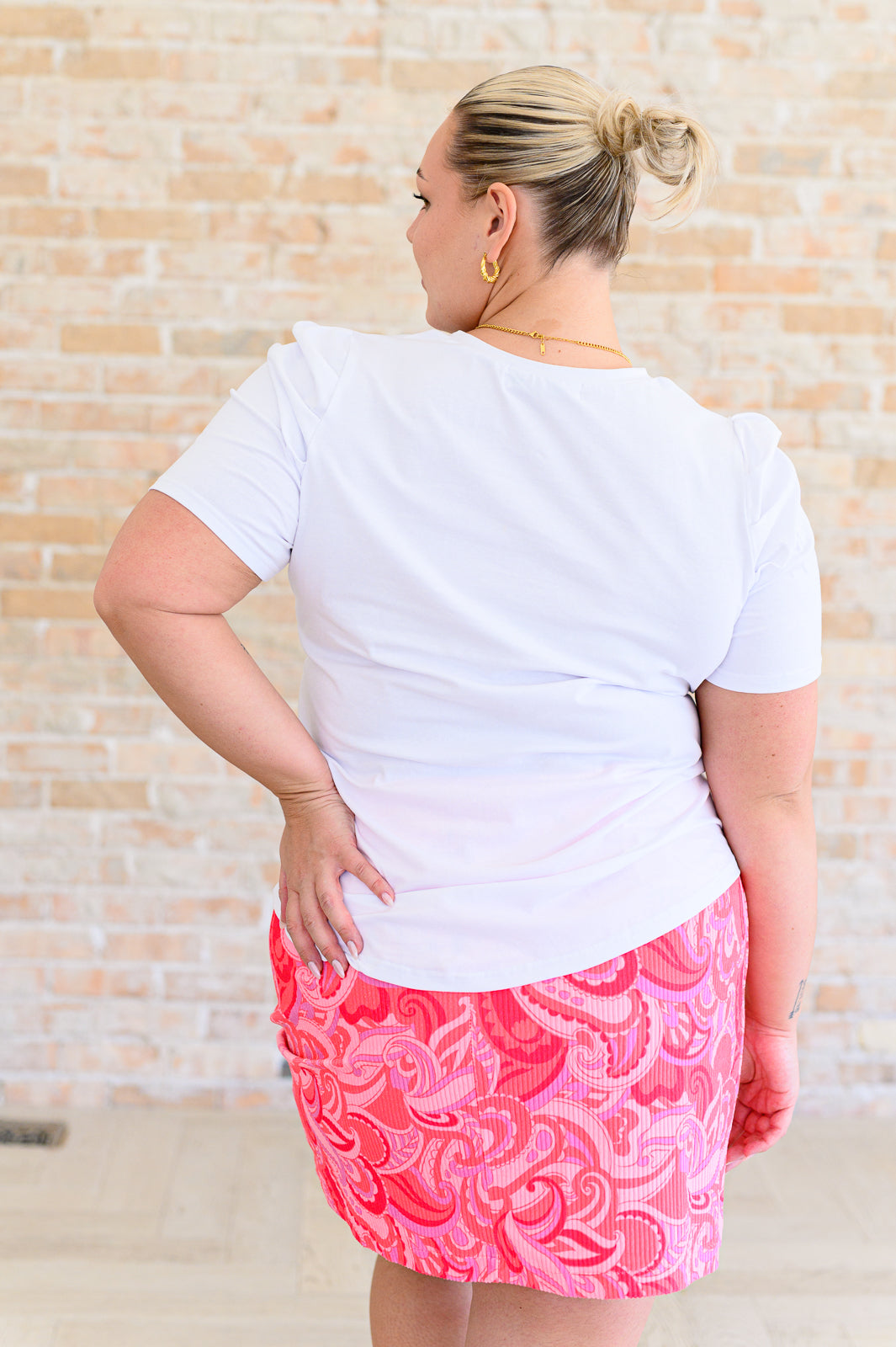 Strong Enough Puff Sleeve Tee In White Tops Ave Shops- Tilden Co.