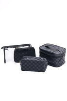 Subtly Checked Cosmetic Bags set of 4 in Black Accessories Ave Shops- Tilden Co.