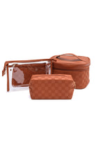 Subtly Checked Cosmetic Bags set of 4 in Brown Accessories Ave Shops- Tilden Co.