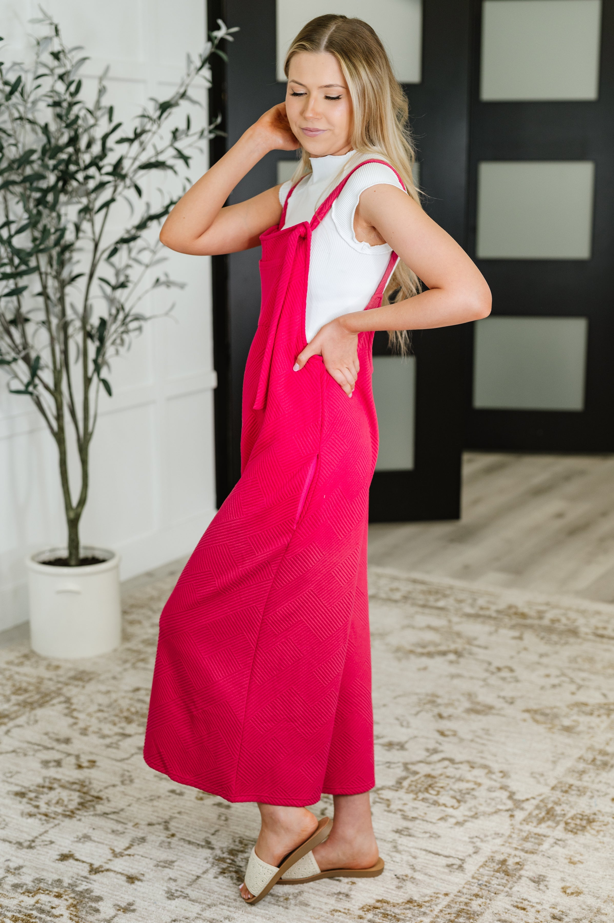 Suit Yourself Adjustable Strap Jumpsuit in Pink Womens Ave Shops- Tilden Co.