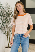 Sunbeam Shuffle Banded Round Neck Top in Orange Womens Ave Shops- Tilden Co.