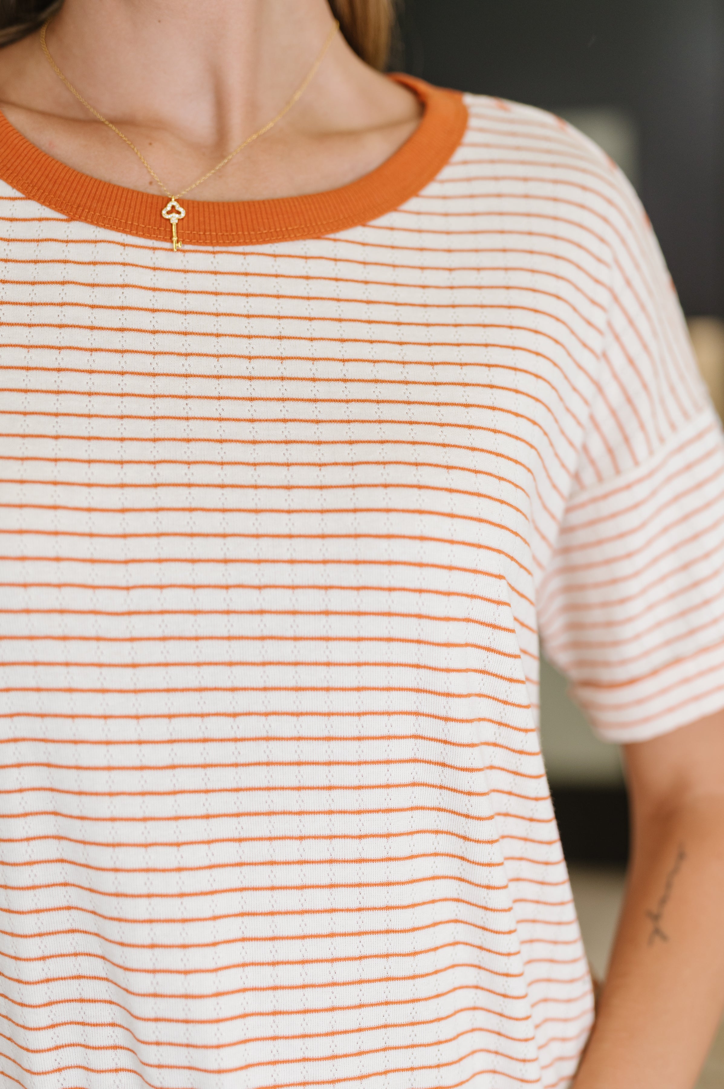 Sunbeam Shuffle Banded Round Neck Top in Orange Womens Ave Shops- Tilden Co.