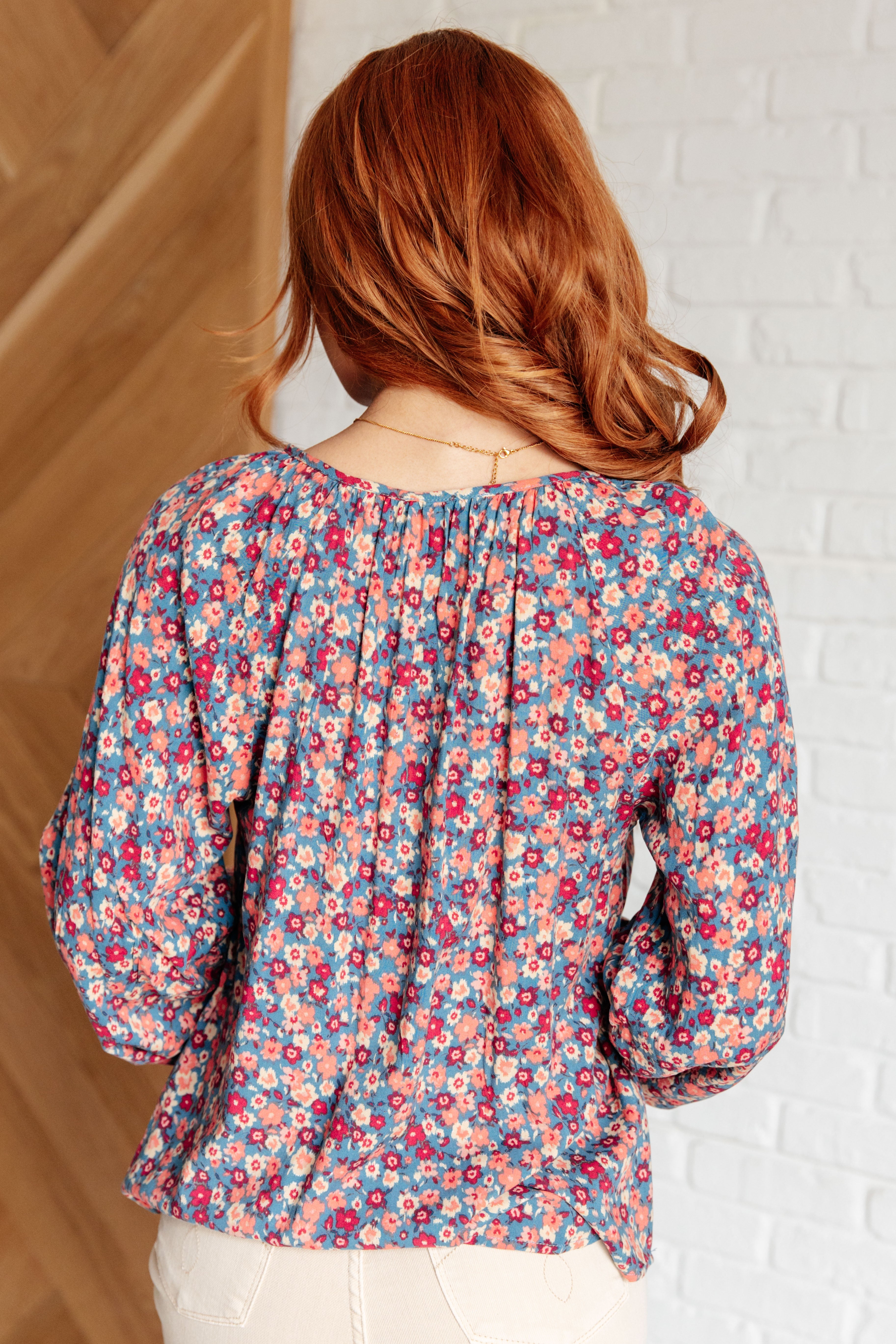 Sunday Brunch Blouse in Denim Floral    Tops Ave Shops- Tilden Co.