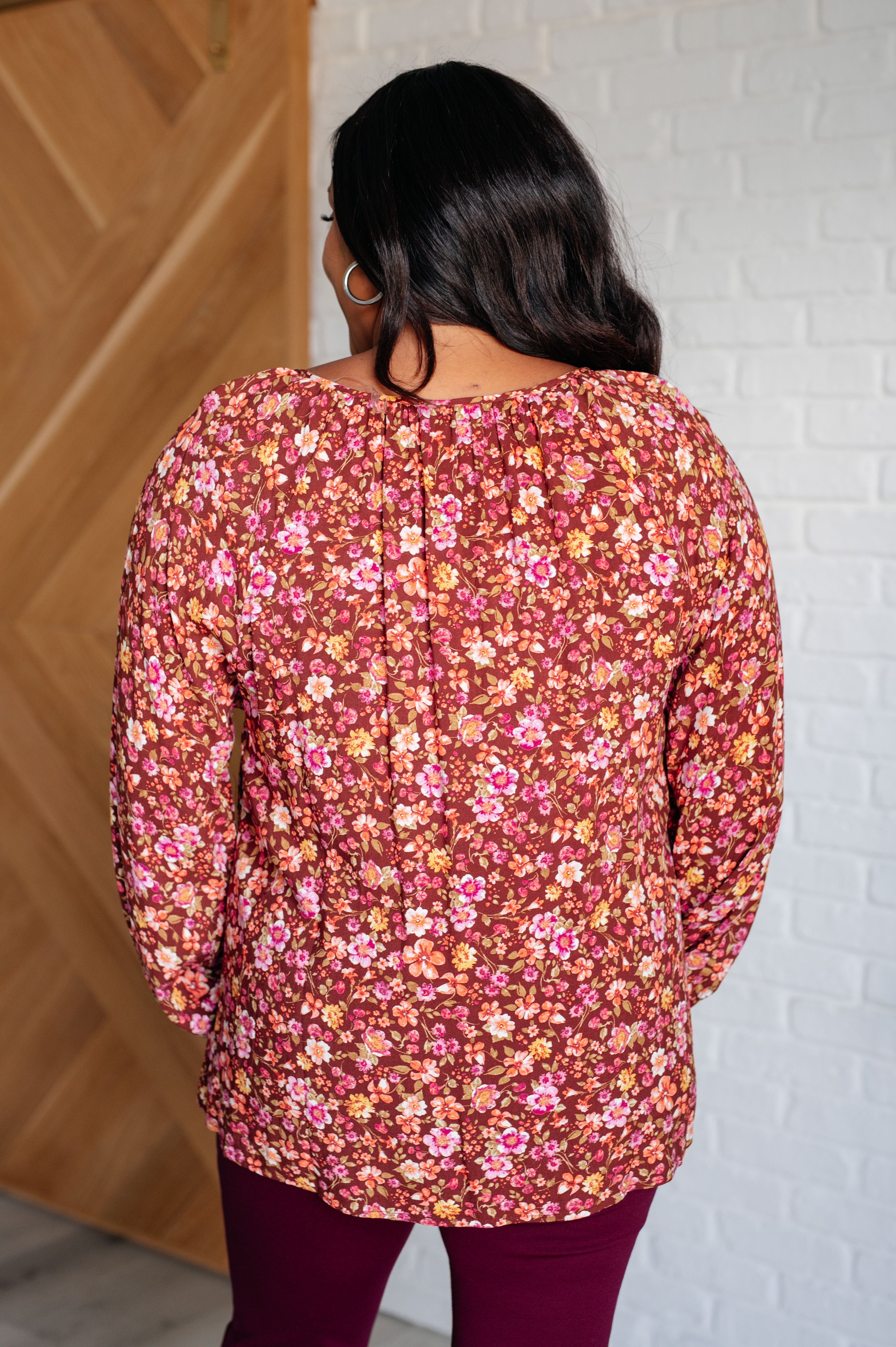 Sunday Brunch Blouse in Rust Floral    Blouses Ave Shops- Tilden Co.