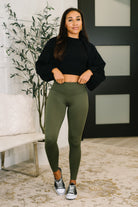 Sunday Splits High Waisted Leggings in Dark Olive Womens Ave Shops- Tilden Co.