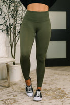 Sunday Splits High Waisted Leggings in Dark Olive Womens Ave Shops- Tilden Co.