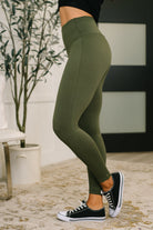 Sunday Splits High Waisted Leggings in Dark Olive Womens Ave Shops- Tilden Co.
