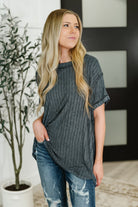 Sunday's Bestie Mineral Wash Top in Ash Black Womens Ave Shops- Tilden Co.