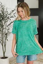 Sunday's Bestie Mineral Wash Top in Kelly Green T-Shirt Ave Shops- Tilden Co.