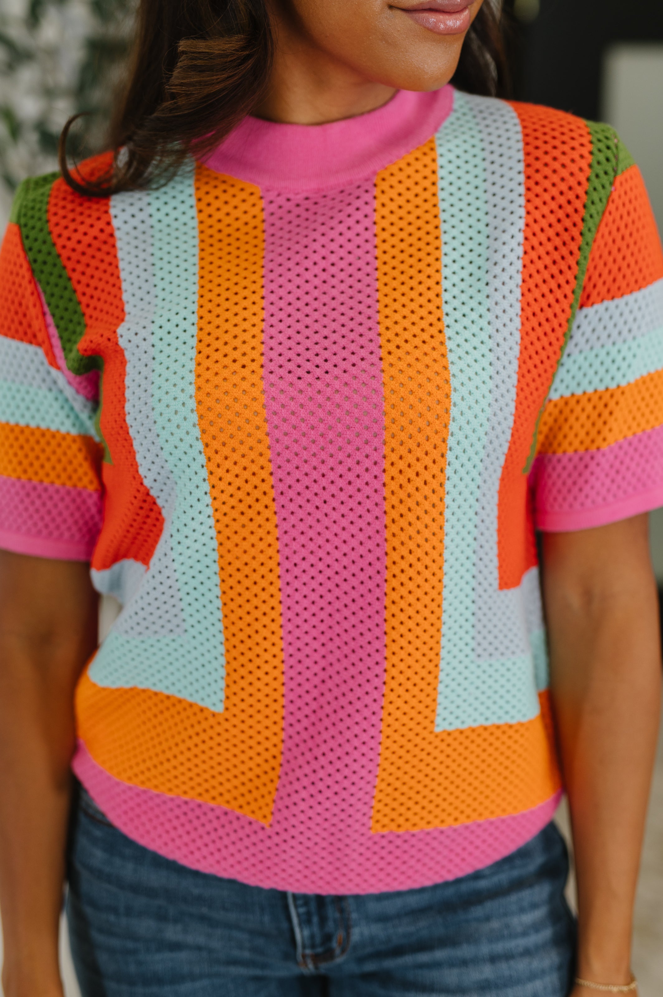 Sunset Stitch Knit Top T-Shirt Ave Shops- Tilden Co.