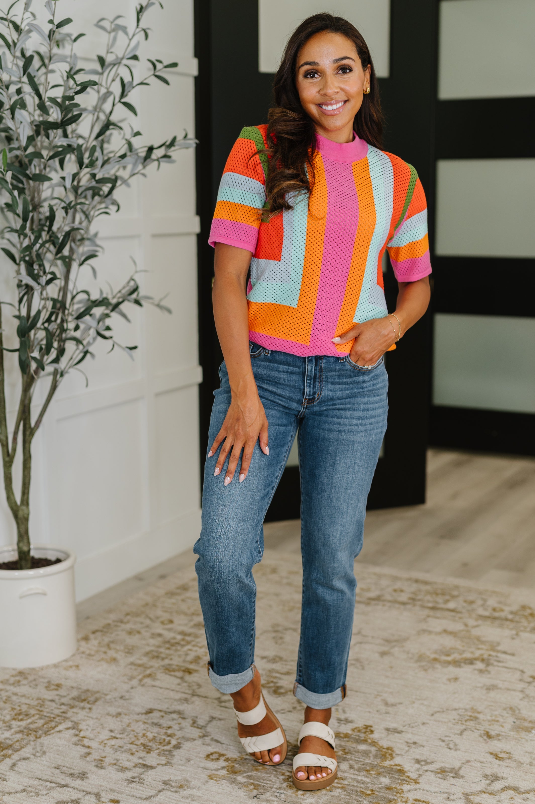 Sunset Stitch Knit Top Womens Ave Shops- Tilden Co.
