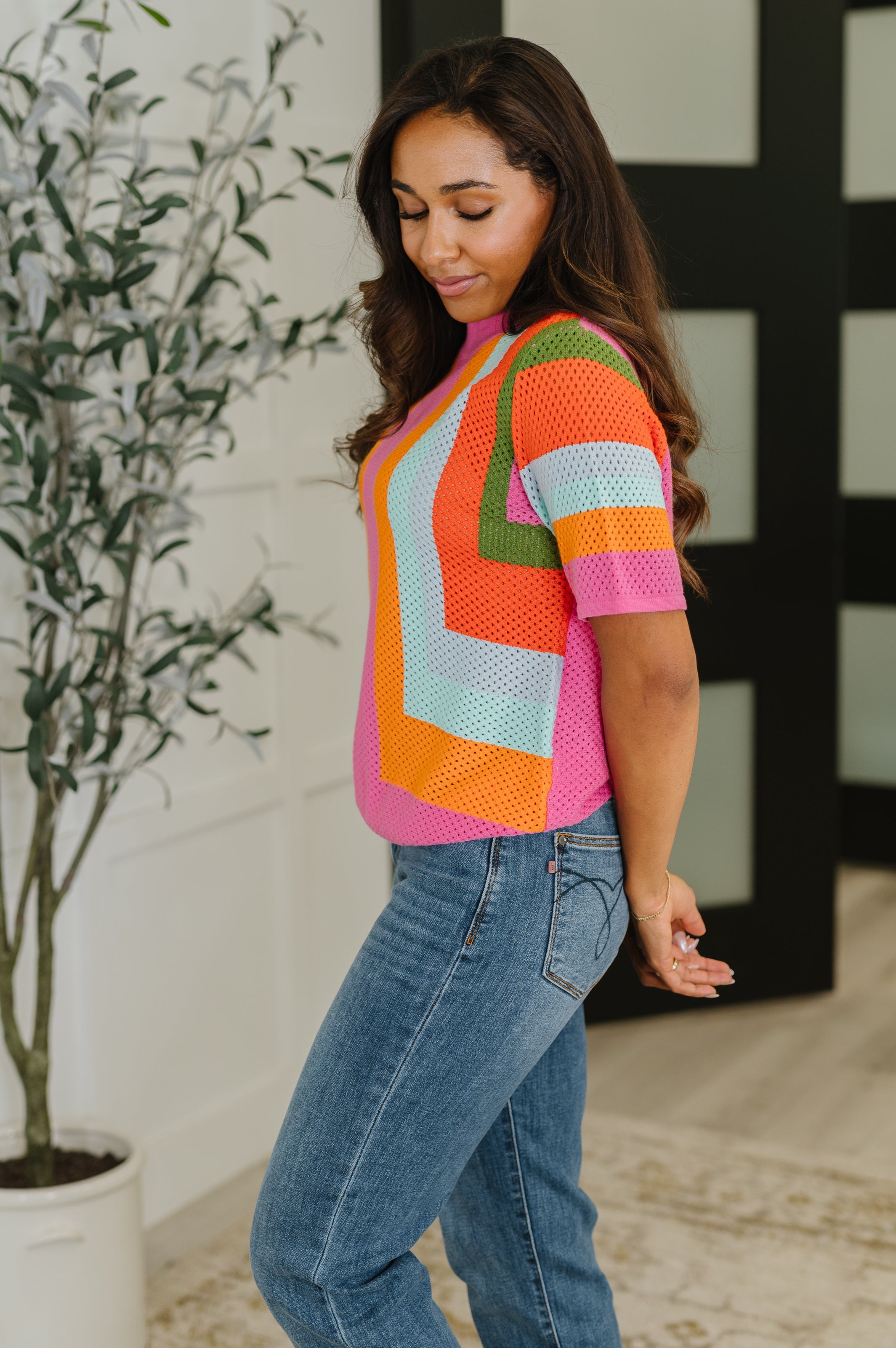 Sunset Stitch Knit Top Womens Ave Shops- Tilden Co.