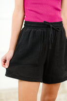 Sunshine Soiree Double Gauze Shorts in Black Womens Ave Shops- Tilden Co.