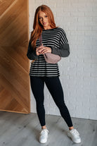 Super Clever Patchwork Striped Top in Black Tops Ave Shops- Tilden Co.