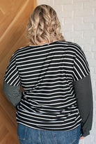 Super Clever Patchwork Striped Top in Black Tops Ave Shops- Tilden Co.